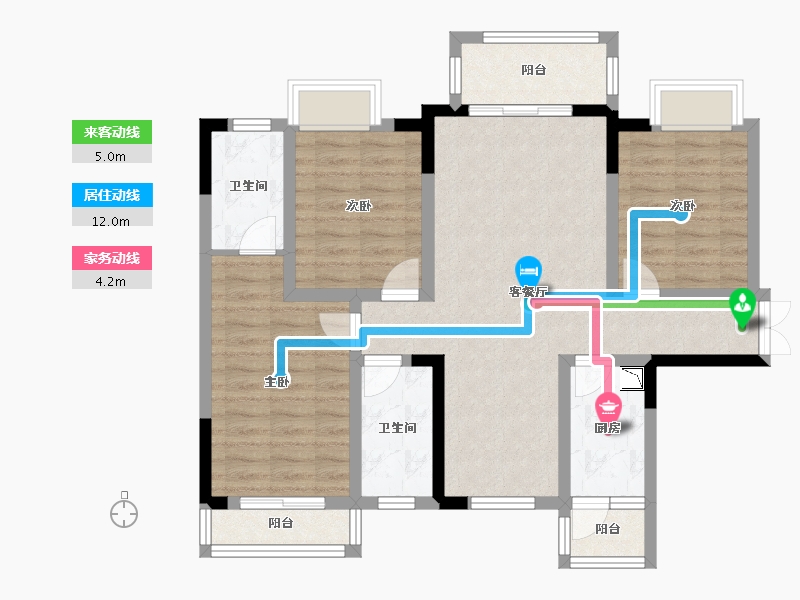 四川省-绵阳市-葫芦溪新城-86.24-户型库-动静线