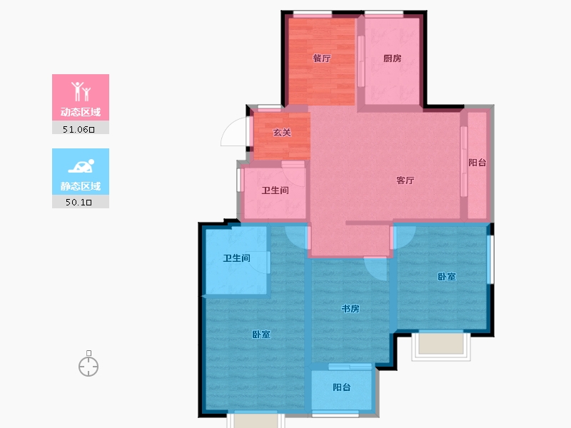 四川省-成都市-嘉裕第六洲隐溪谷-89.84-户型库-动静分区