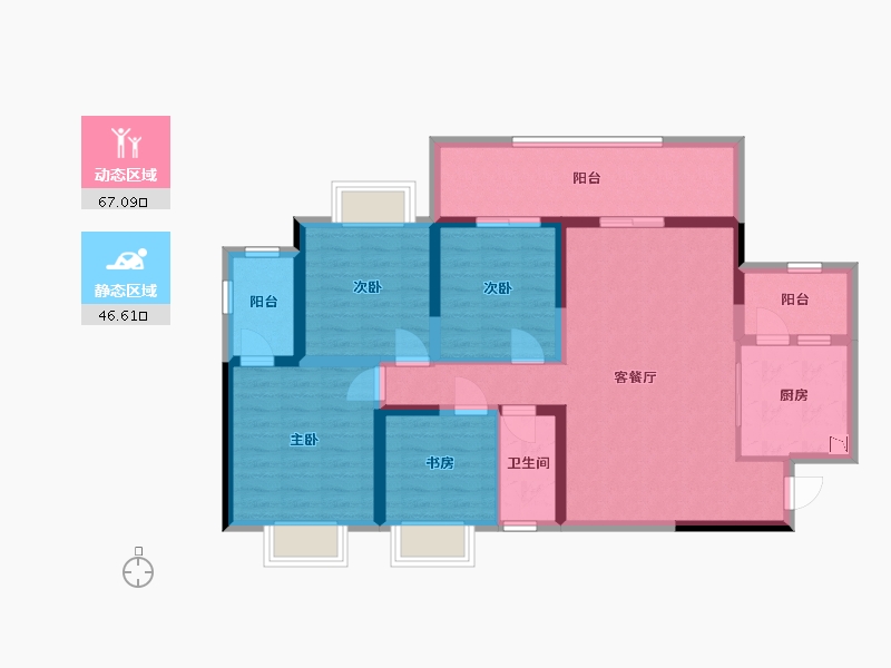 四川省-宜宾市-白沙翡翠城-100.66-户型库-动静分区