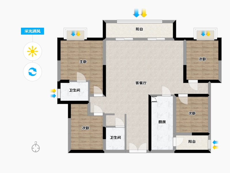 四川省-宜宾市-恒旭·江悦台-117.61-户型库-采光通风