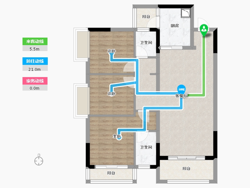 四川省-绵阳市-葫芦溪新城-84.22-户型库-动静线