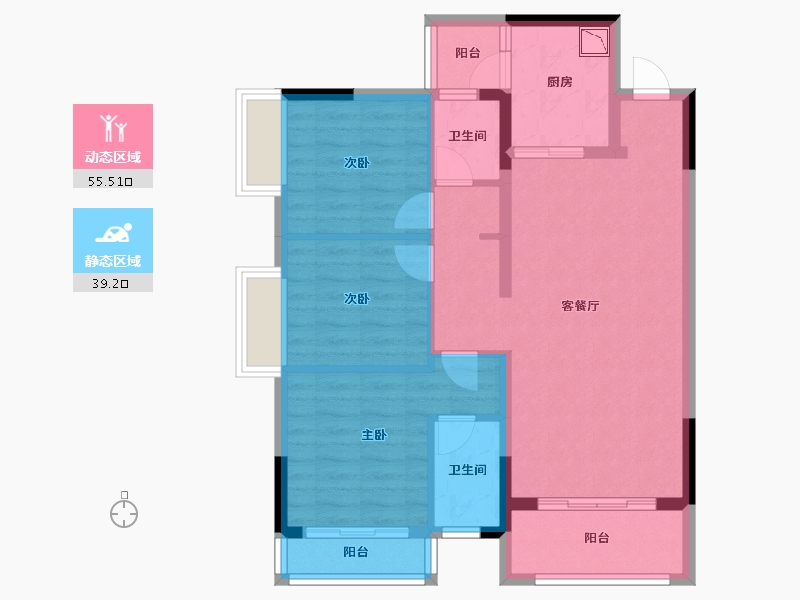 四川省-绵阳市-葫芦溪新城-84.22-户型库-动静分区