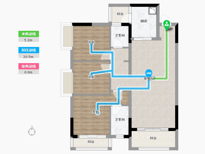 四川省-绵阳市-葫芦溪新城-83.72-户型库-动静线