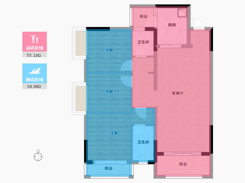 四川省-绵阳市-葫芦溪新城-83.72-户型库-动静分区