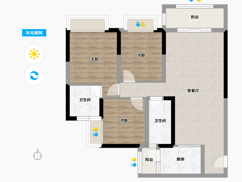 四川省-绵阳市-兴发孔雀公园-78.72-户型库-采光通风