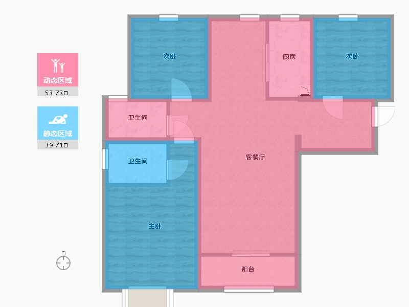 北京-北京市-衙府居园-82.77-户型库-动静分区