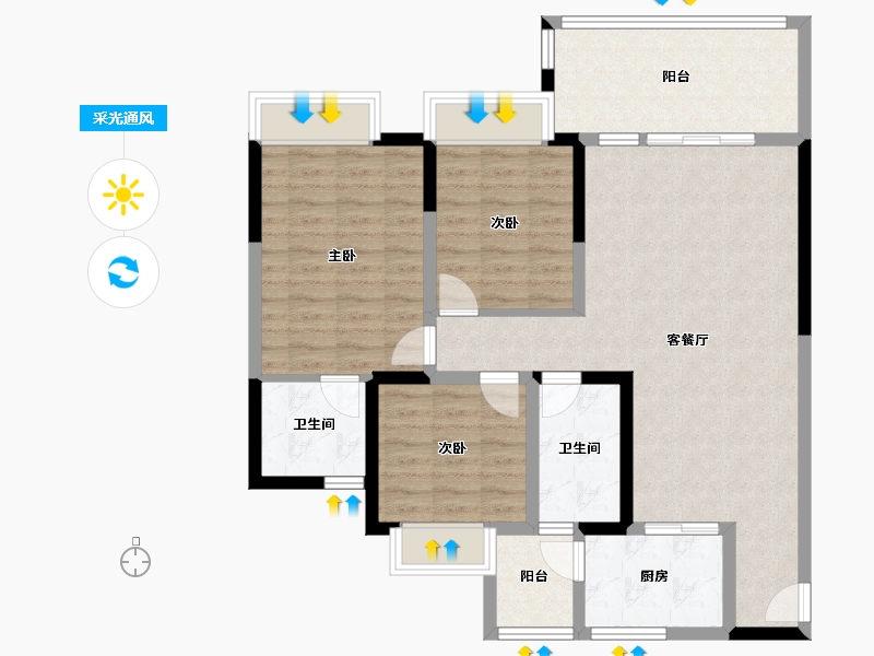 四川省-绵阳市-兴发孔雀公园-98.61-户型库-采光通风