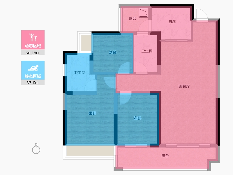 四川省-绵阳市-敏捷悦江府-86.60-户型库-动静分区