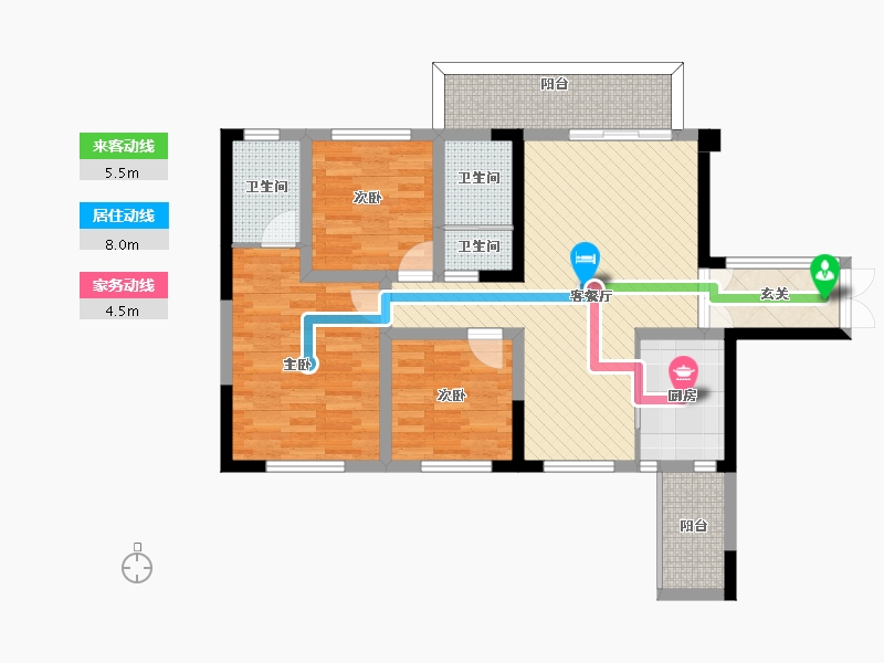 四川省-宜宾市-壹城中心-88.32-户型库-动静线