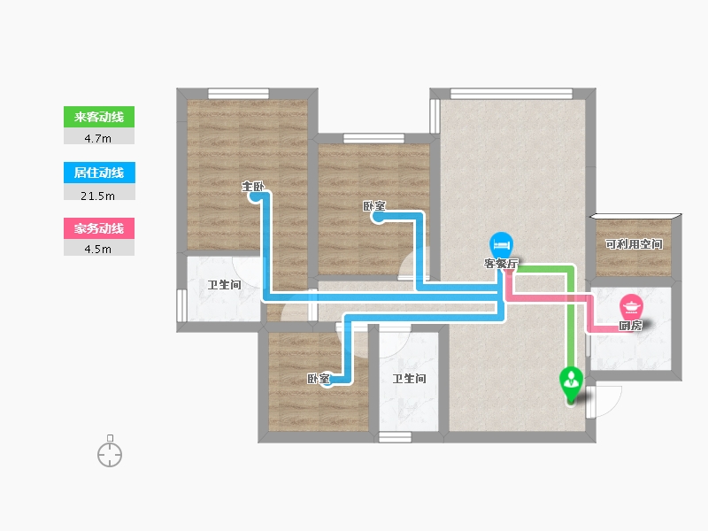 四川省-南充市-锦城中央公园-73.69-户型库-动静线