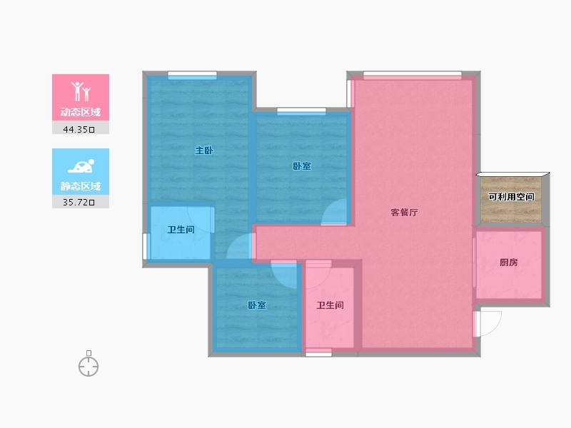 四川省-南充市-锦城中央公园-73.69-户型库-动静分区