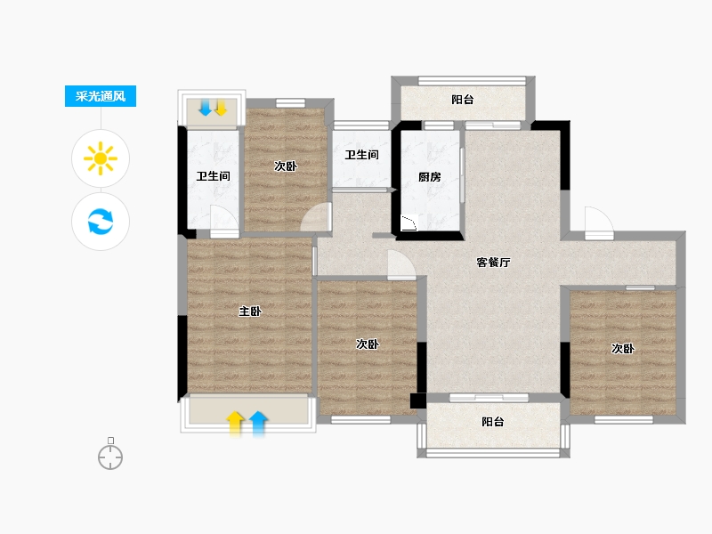 四川省-雅安市-碧桂园·天玺湾-94.43-户型库-采光通风