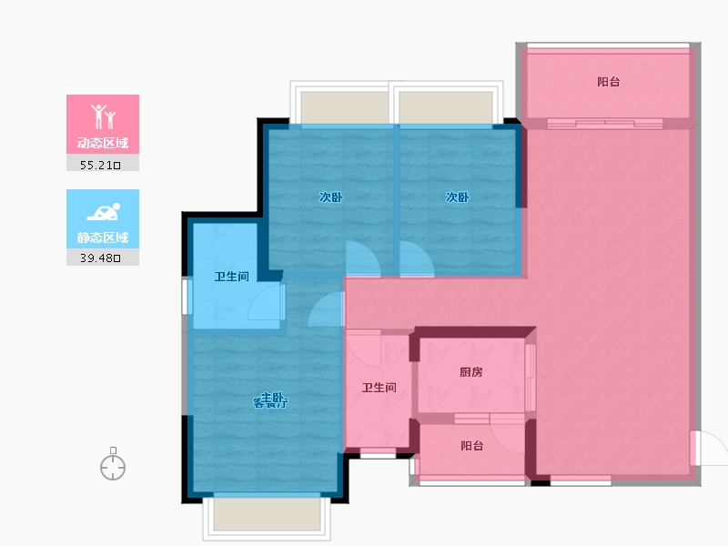 广西壮族自治区-桂林市-天驰桂宏达公园悦府-84.78-户型库-动静分区