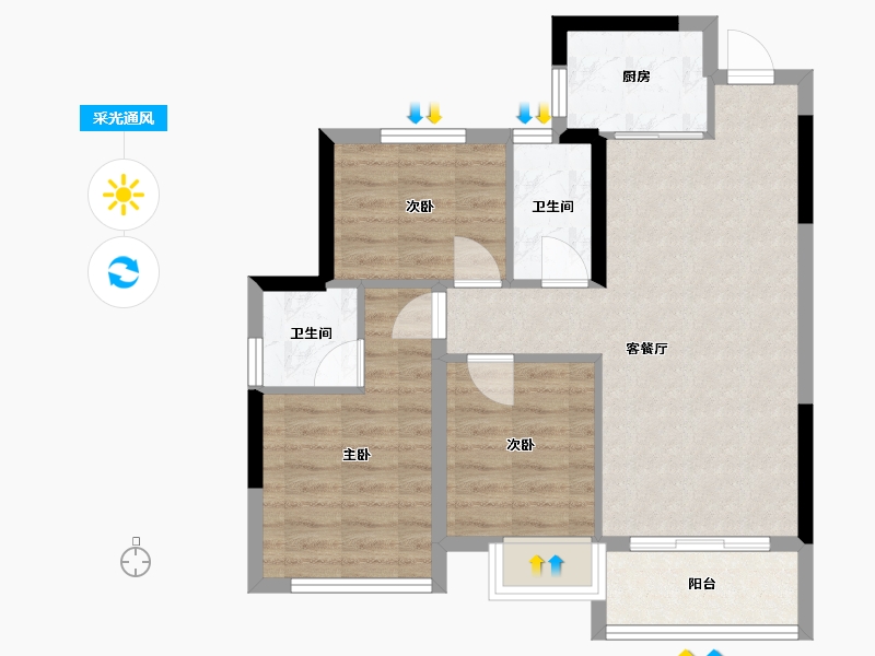 广西壮族自治区-桂林市-天驰桂宏达公园悦府-67.05-户型库-采光通风