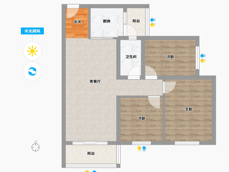 四川省-资阳市-碧桂园柠都府-73.18-户型库-采光通风