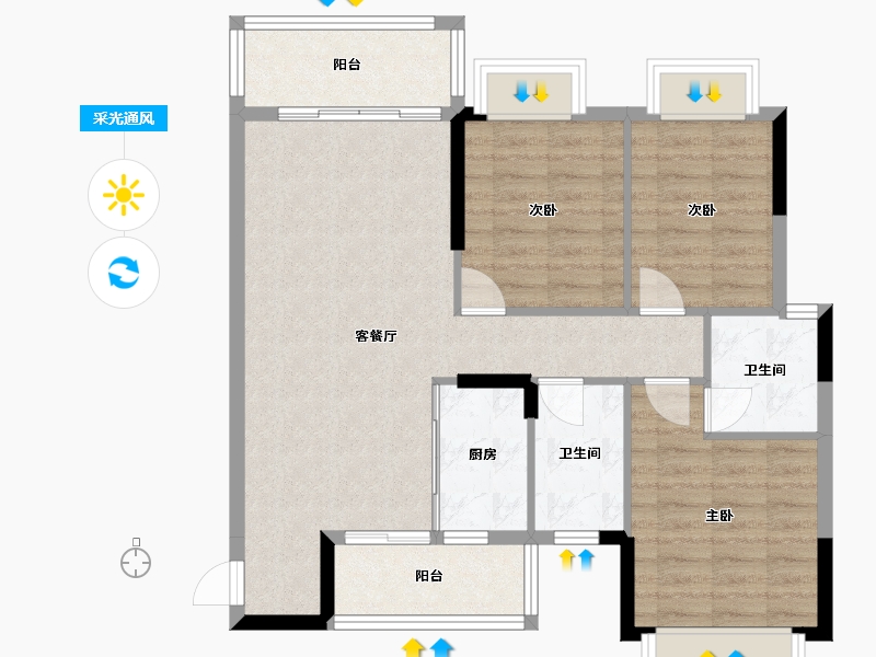 广西壮族自治区-桂林市-天驰桂宏达公园悦府-85.83-户型库-采光通风