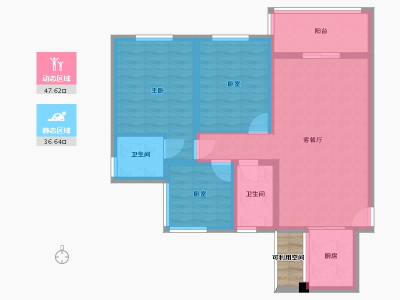 四川省-南充市-锦城中央公园-76.65-户型库-动静分区