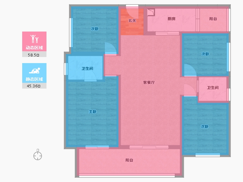 四川省-雅安市-正黄·金域华府-91.96-户型库-动静分区