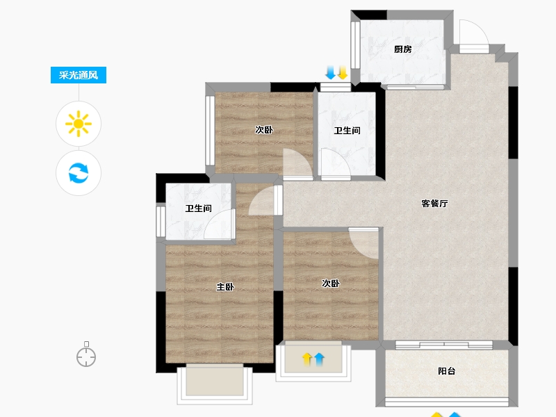 广西壮族自治区-桂林市-天驰桂宏达公园悦府-65.48-户型库-采光通风