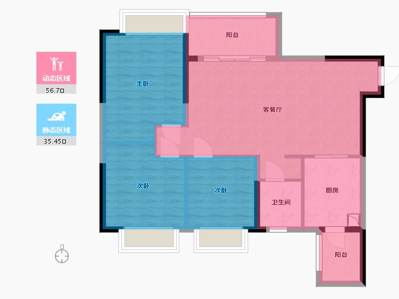 四川省-眉山市-恒大金碧天下-82.90-户型库-动静分区