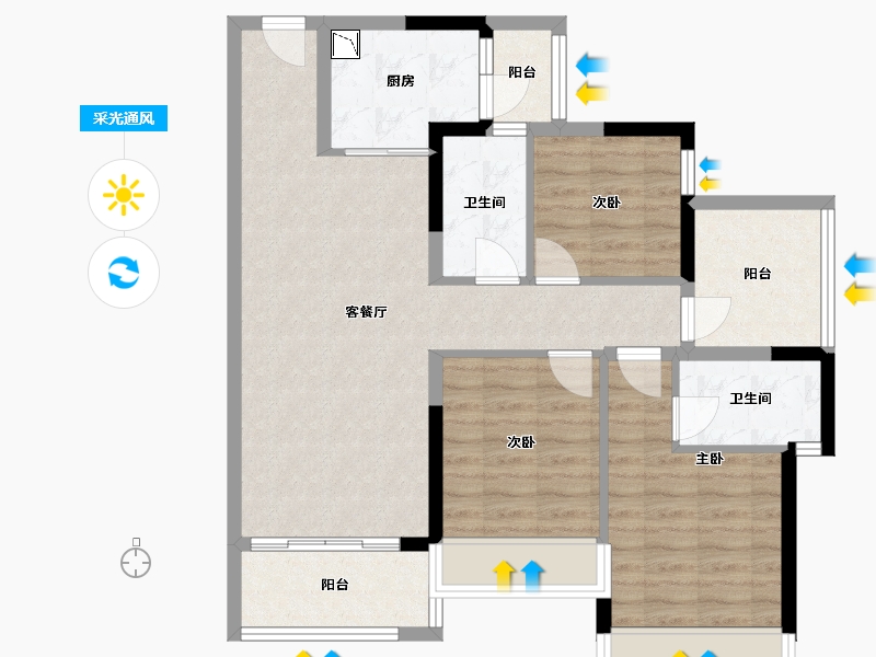 广东省-惠州市-中洲半岛城邦江山美苑五期-84.88-户型库-采光通风