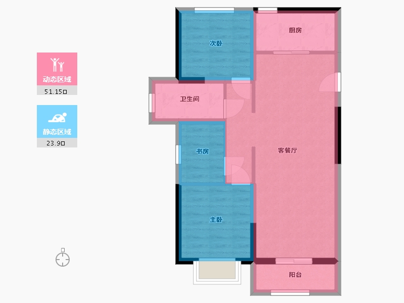 山东省-泰安市-新华学府上园-66.79-户型库-动静分区