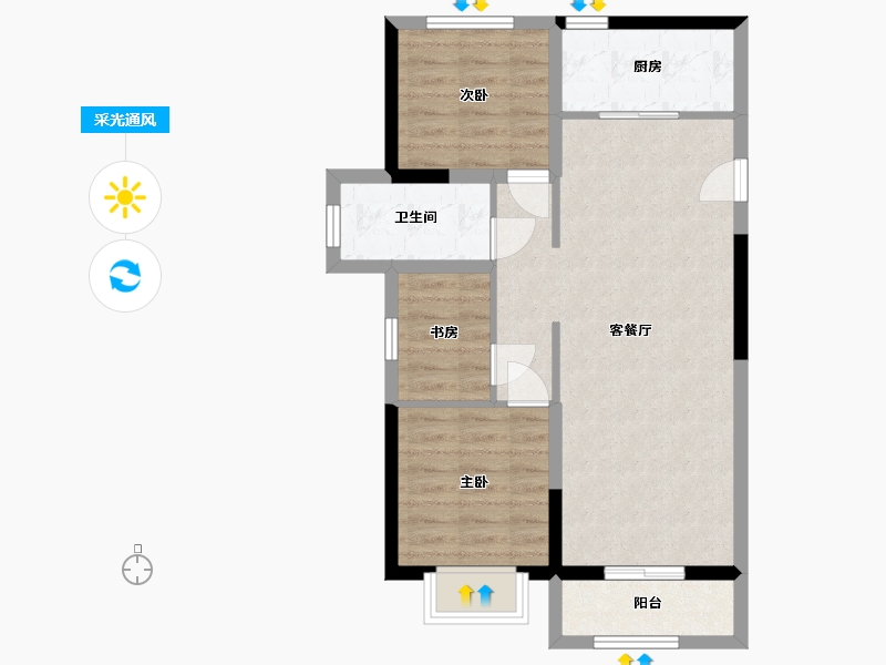 山东省-泰安市-新华学府上园-66.79-户型库-采光通风