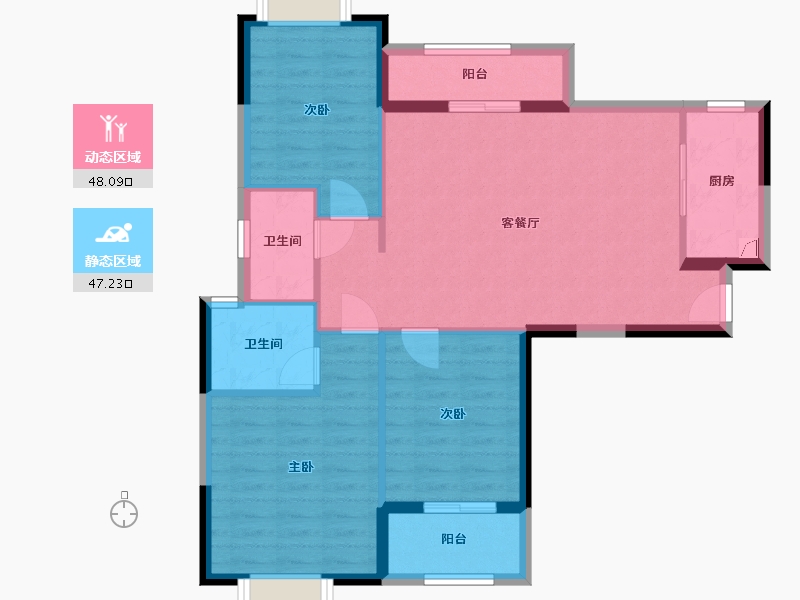 湖北省-武汉市-幸福湾-85.90-户型库-动静分区