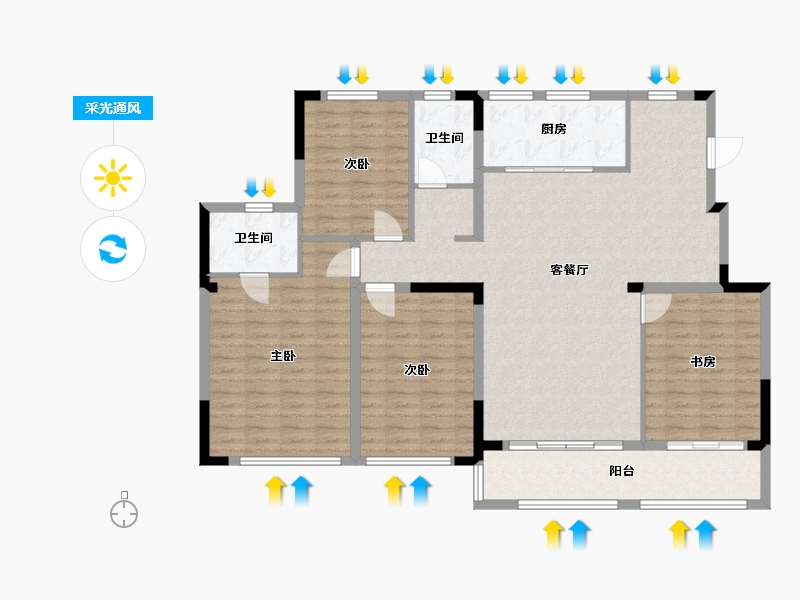 江苏省-泰州市-桃源府北苑-135.00-户型库-采光通风