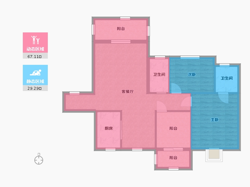 湖南省-衡阳市-博达新桂城-86.84-户型库-动静分区