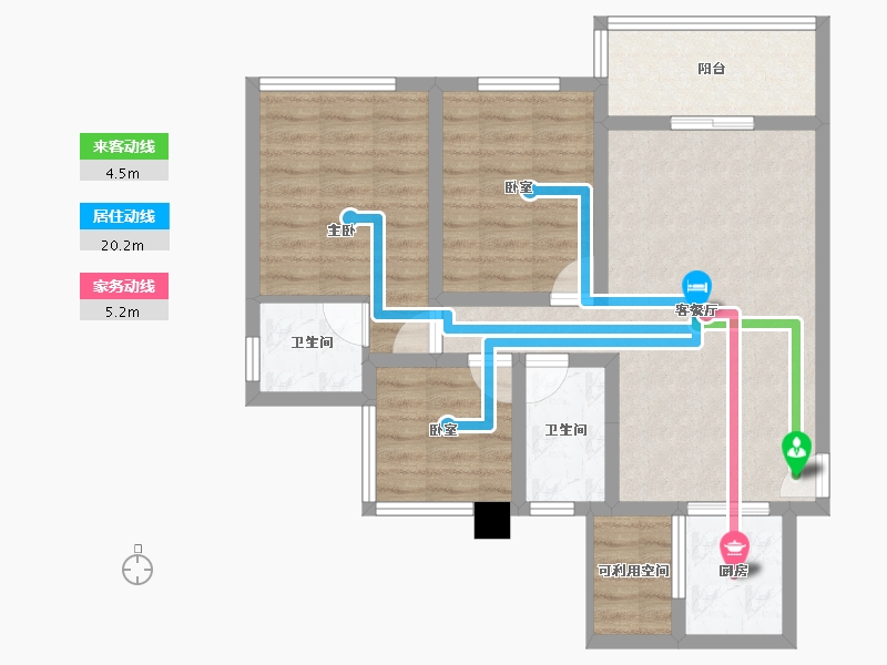 四川省-南充市-锦城中央公园-77.23-户型库-动静线