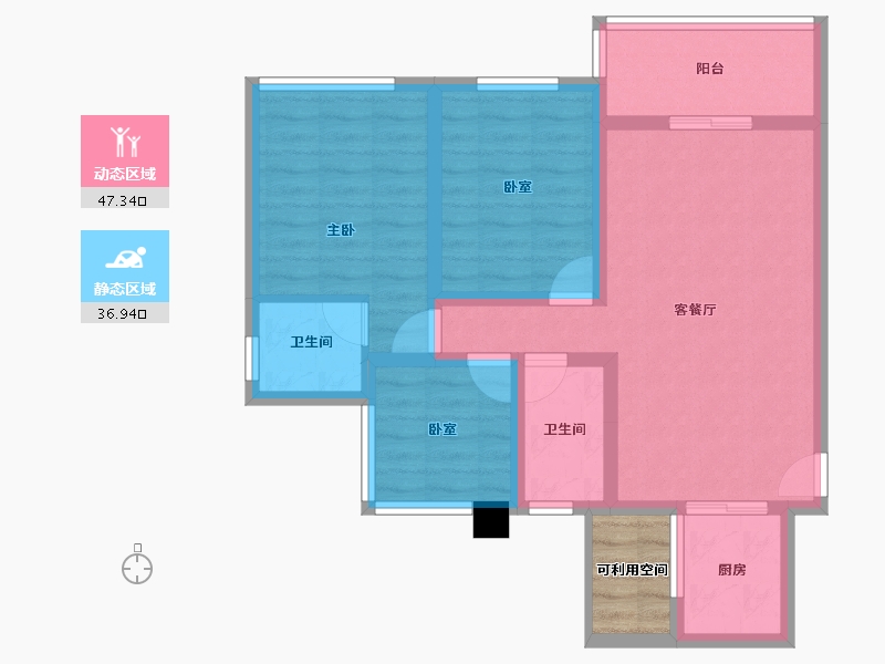 四川省-南充市-锦城中央公园-77.23-户型库-动静分区