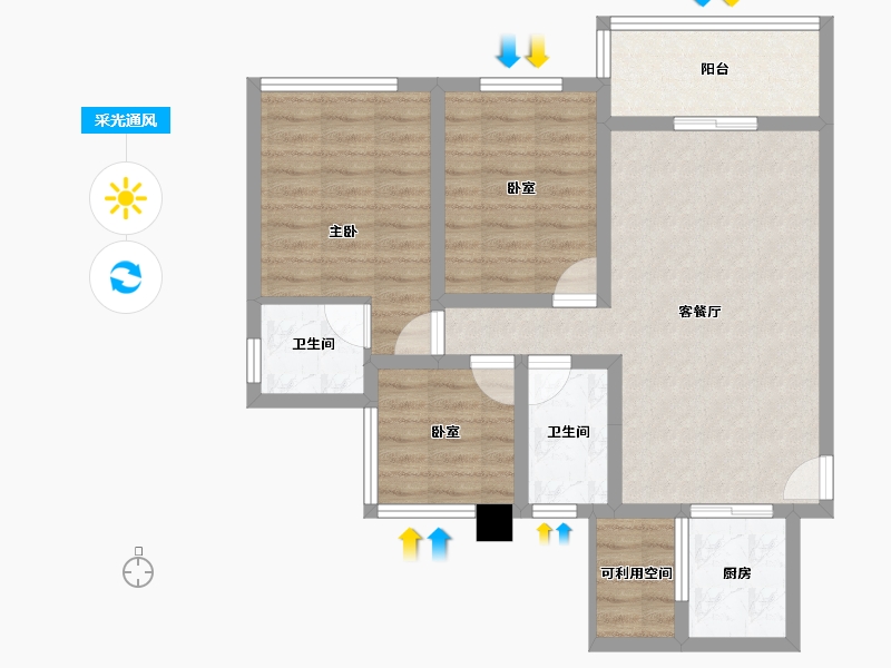 四川省-南充市-锦城中央公园-77.23-户型库-采光通风