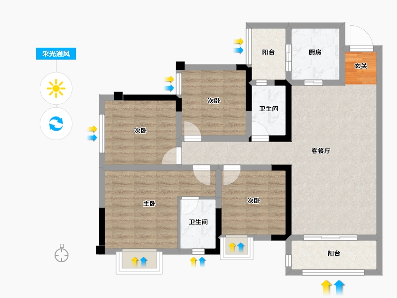 四川省-资阳市-恒信 ·御景-87.23-户型库-采光通风