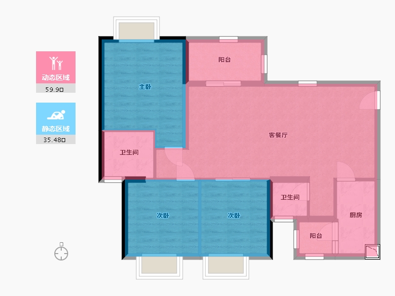 四川省-成都市-润扬观澜鹭岛-85.41-户型库-动静分区