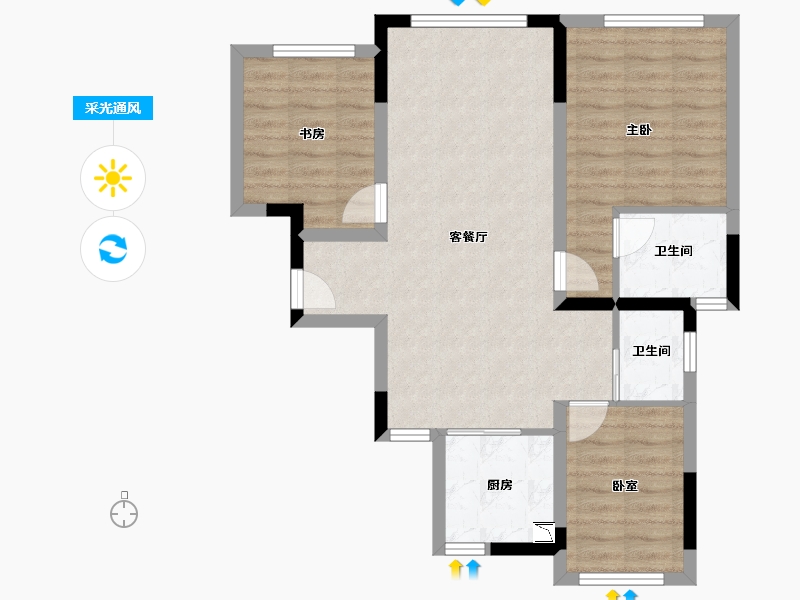 四川省-遂宁市-金科集美天宸-73.66-户型库-采光通风