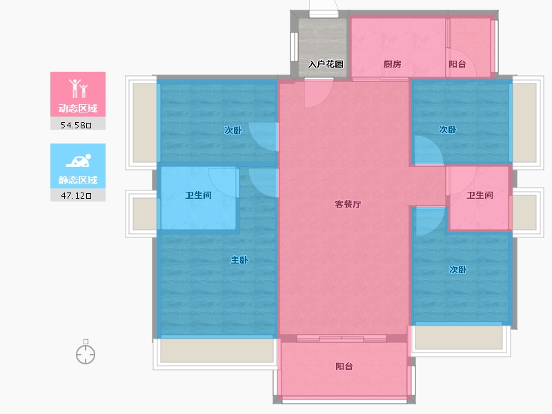 广东省-中山市-尚誉名筑-96.00-户型库-动静分区