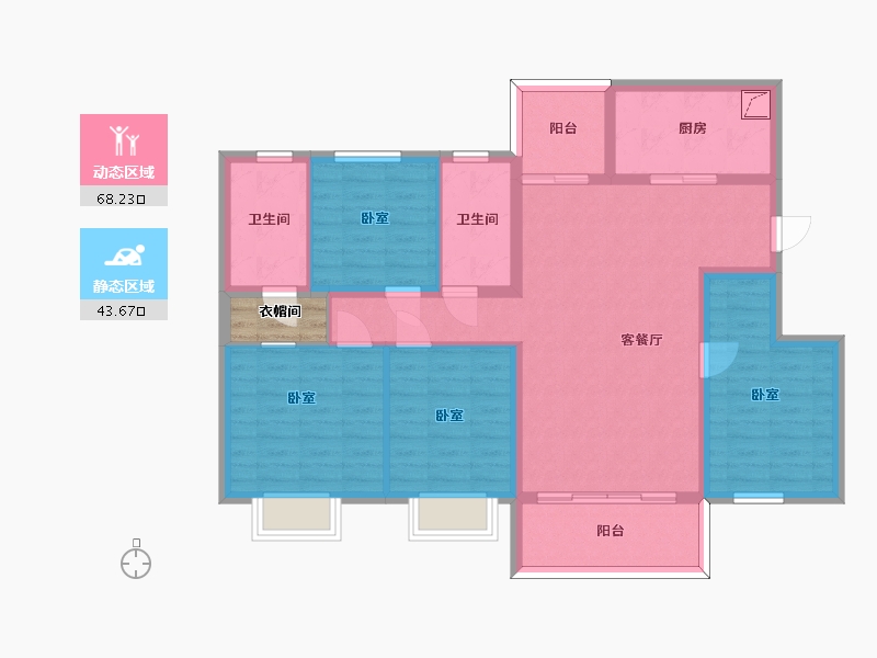 四川省-眉山市-美的云溪郡-101.95-户型库-动静分区