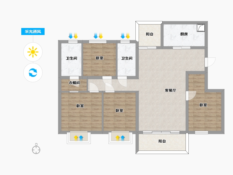 四川省-眉山市-美的云溪郡-101.95-户型库-采光通风