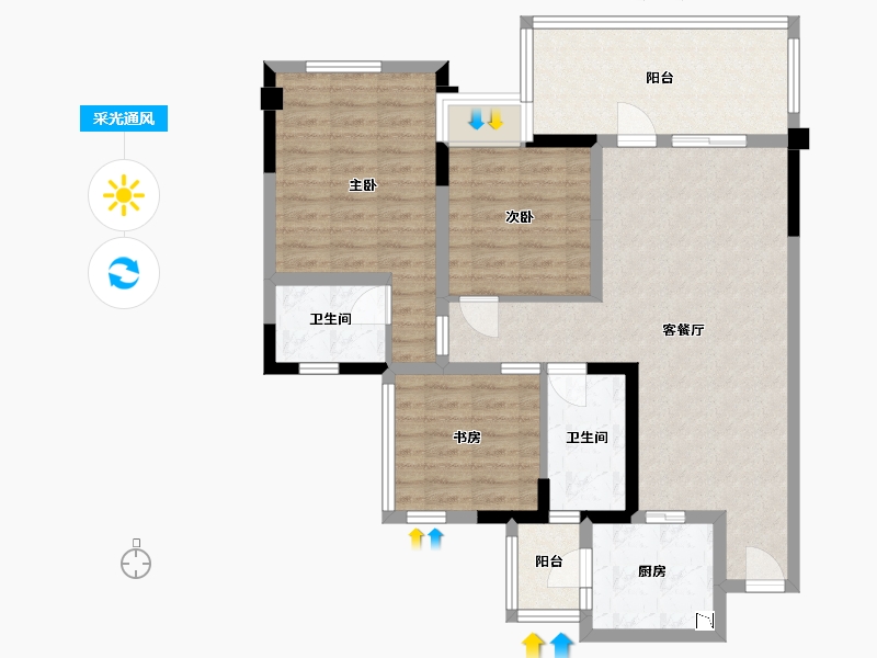 四川省-雅安市-西部网信·蒙山府-90.93-户型库-采光通风