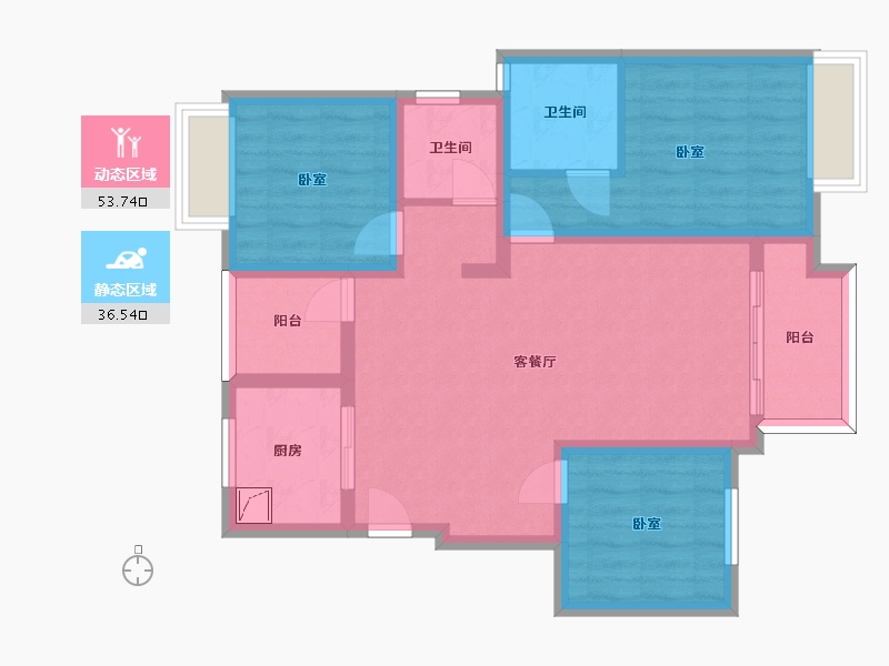 四川省-眉山市-美的云溪郡-79.34-户型库-动静分区