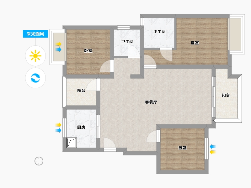 四川省-眉山市-美的云溪郡-79.34-户型库-采光通风