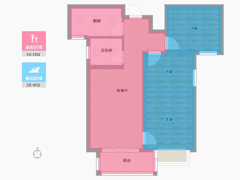 陕西省-西安市-曲江三迪枫丹-59.69-户型库-动静分区