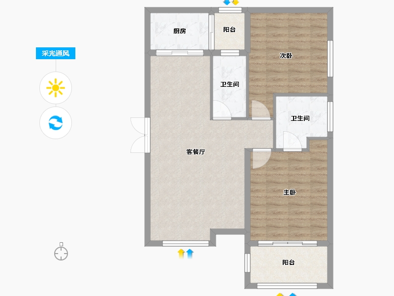 江西省-吉安市-鸿翔江誉-76.99-户型库-采光通风