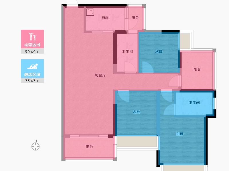 广东省-惠州市-中洲华昕府-83.91-户型库-动静分区