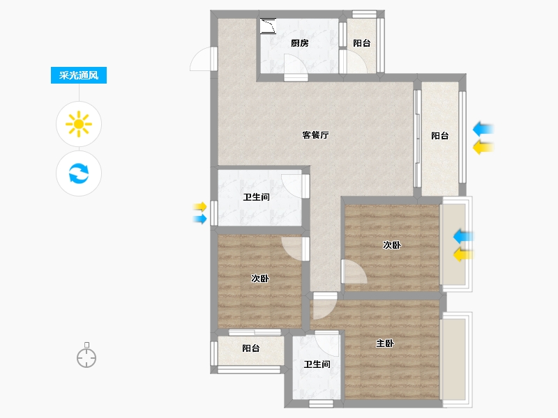 四川省-绵阳市-南城誉峰-79.10-户型库-采光通风