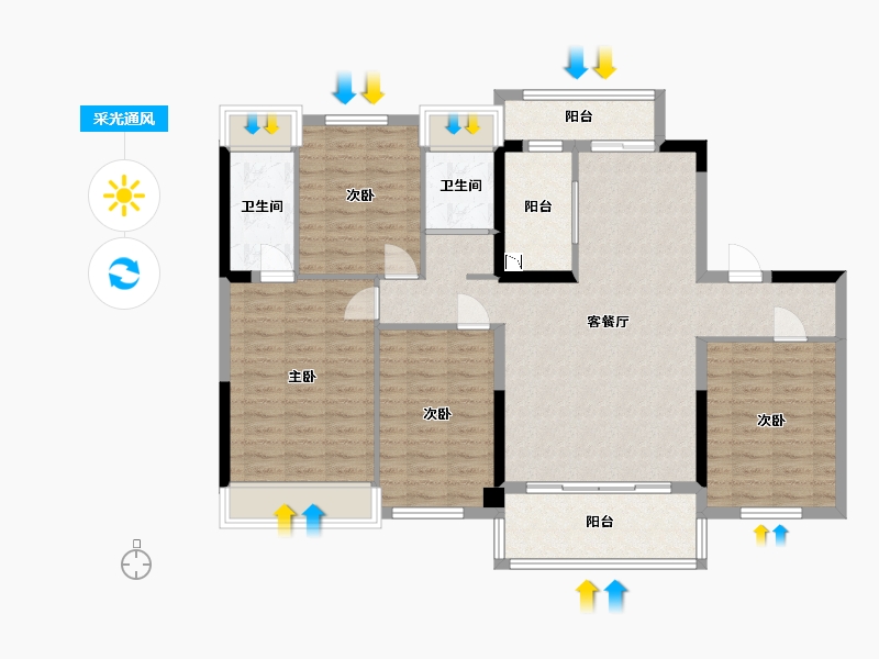 四川省-雅安市-碧桂园·天玺湾-114.06-户型库-采光通风