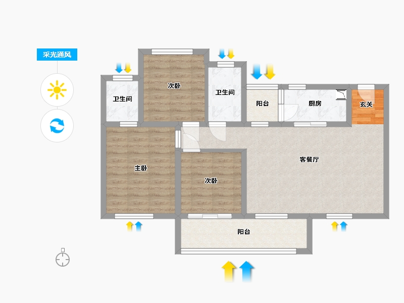 四川省-雅安市-正黄·金域华府-82.09-户型库-采光通风