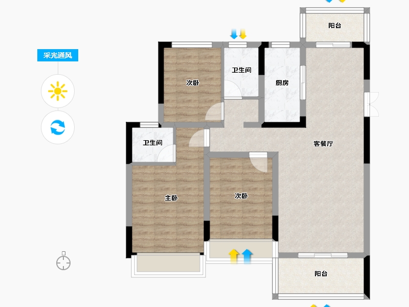 广西壮族自治区-桂林市-桂林漓江府-88.87-户型库-采光通风