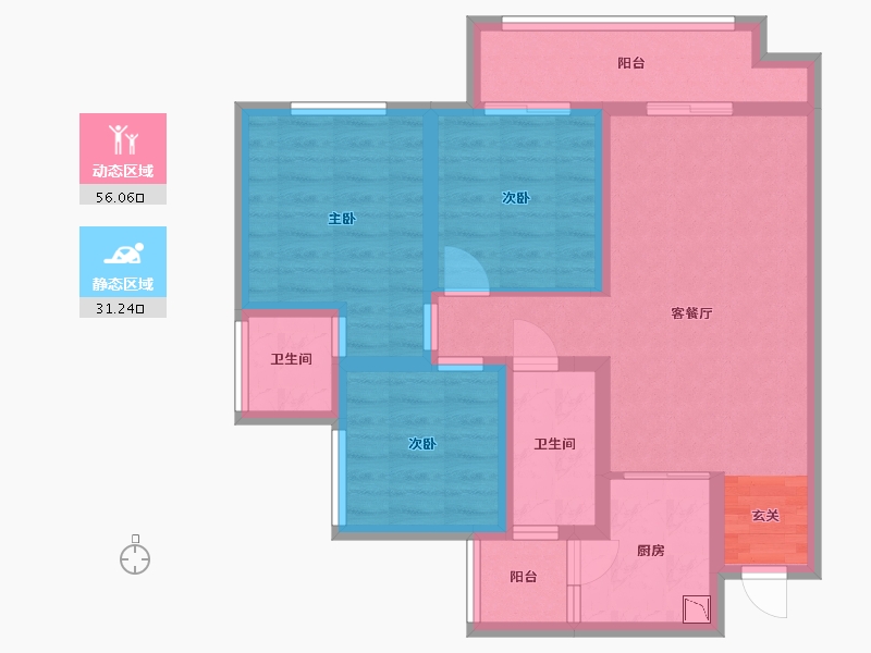 四川省-雅安市-正黄·金域华府-76.16-户型库-动静分区